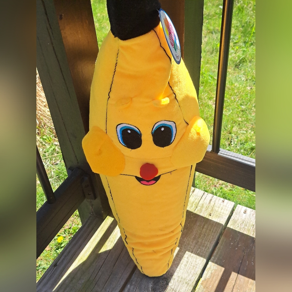 Nanco Stuffed Plush Banana 14" Smiling Face, Big Cheek  Yellow Banana Plush Toy